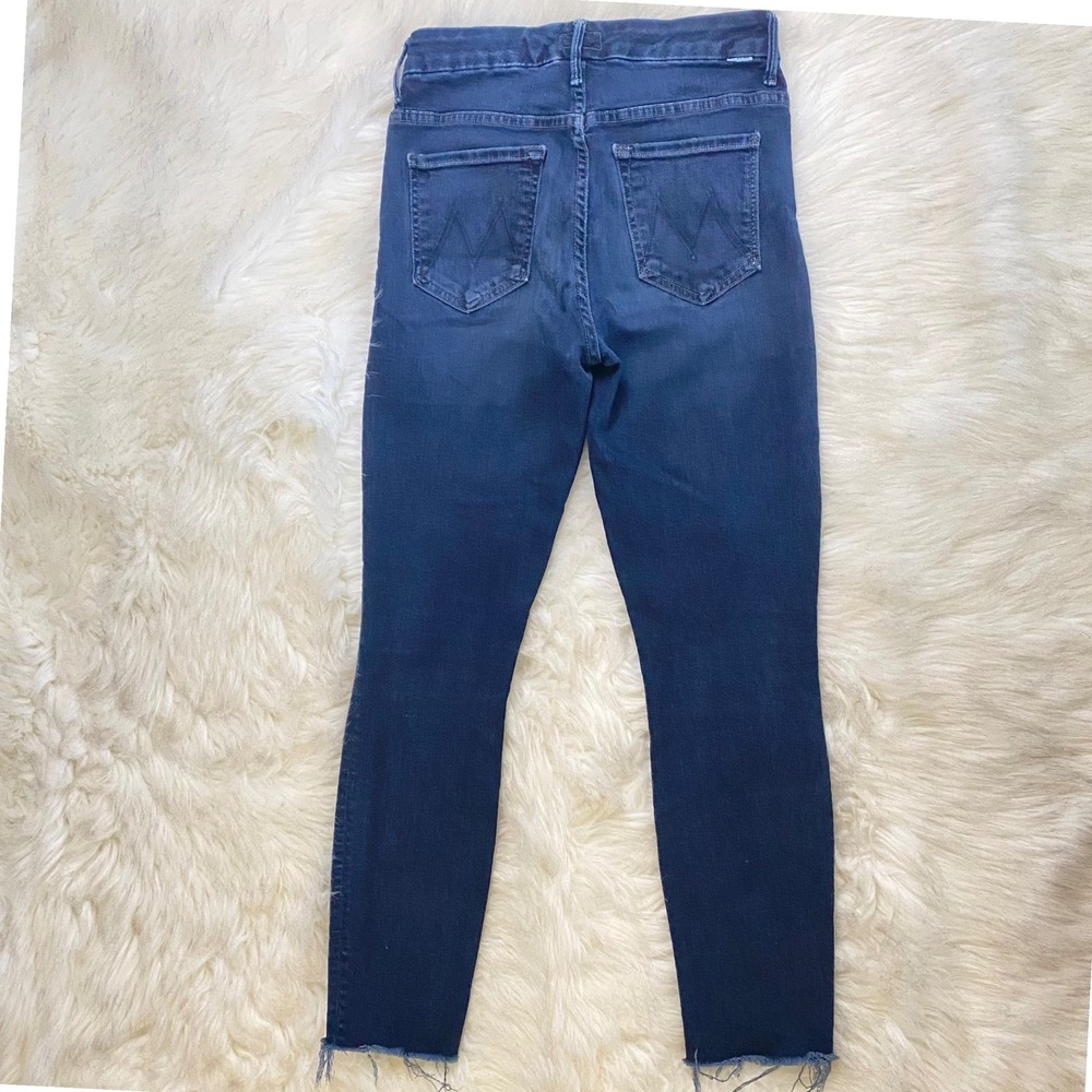 Mother High Waisted Looker Skinny Ankle Jeans Womens 26 Blue Raw Hem Denim - Picture 8 of 9